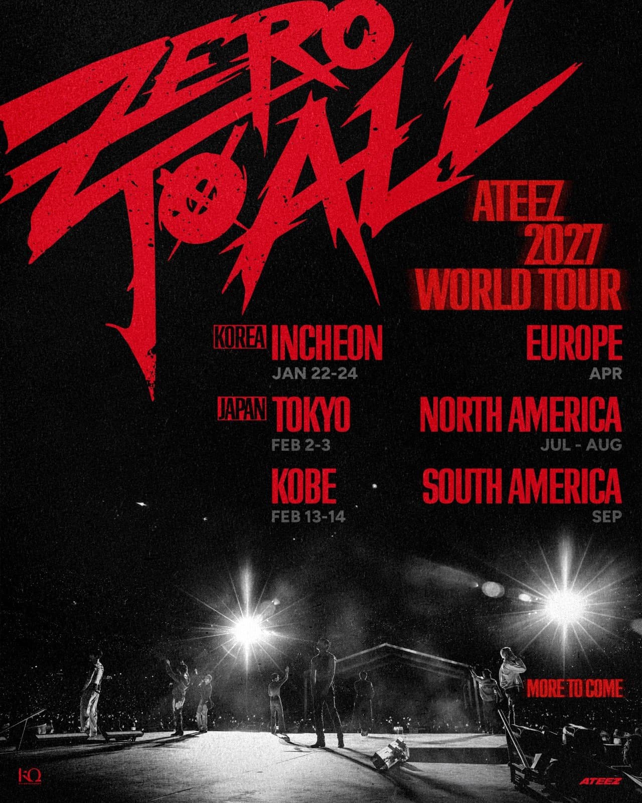 에이티즈, 2027 월드투어 'ZERO TO ALL' 확정…1월 22~24일 인천 시작·도쿄·고베 거쳐 유럽·북미·남미, 11월 13일 미니 15집 컴백