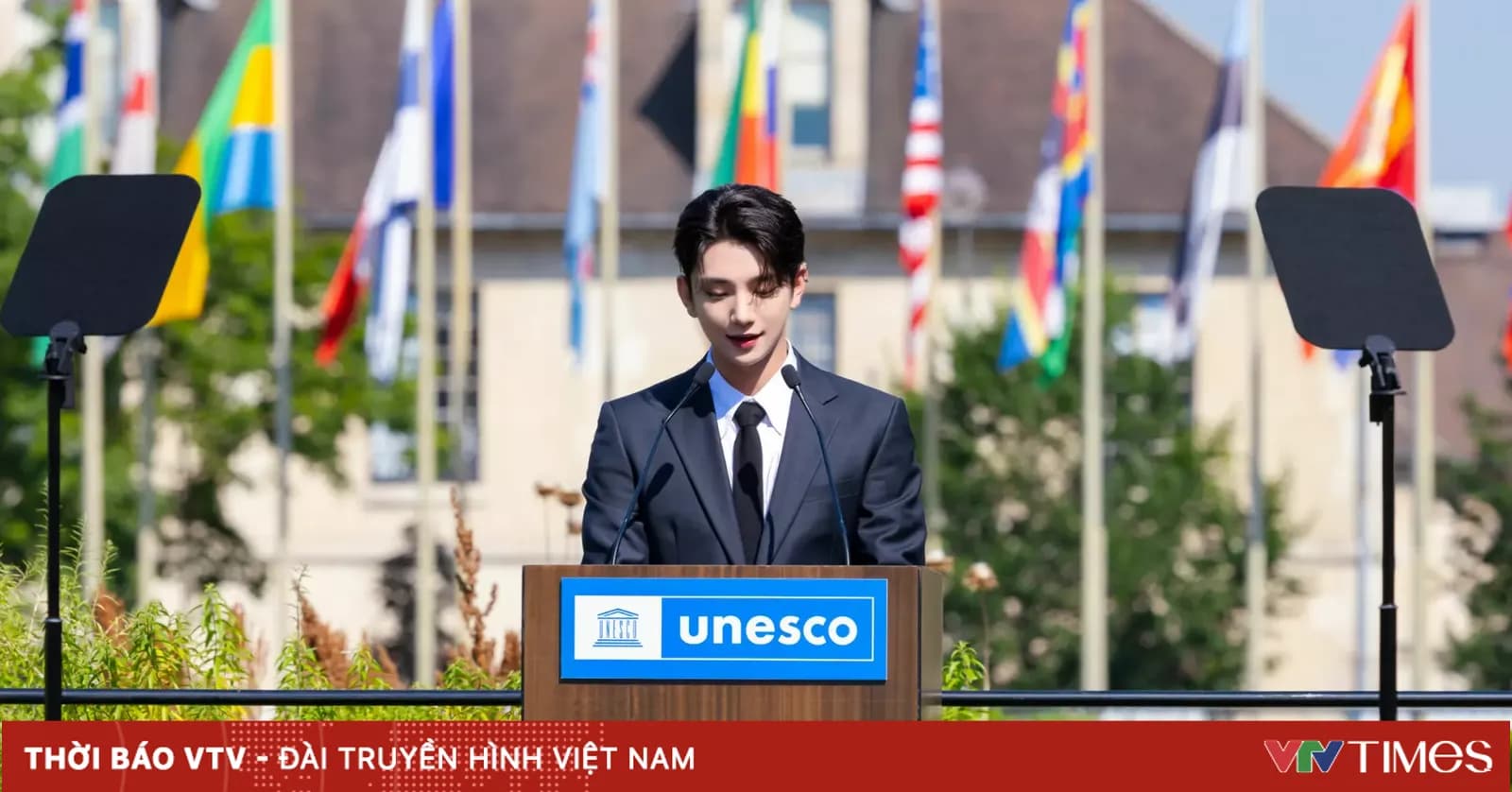 Joshua Delivers Speech Representing SEVENTEEN at UNESCO Headquarters