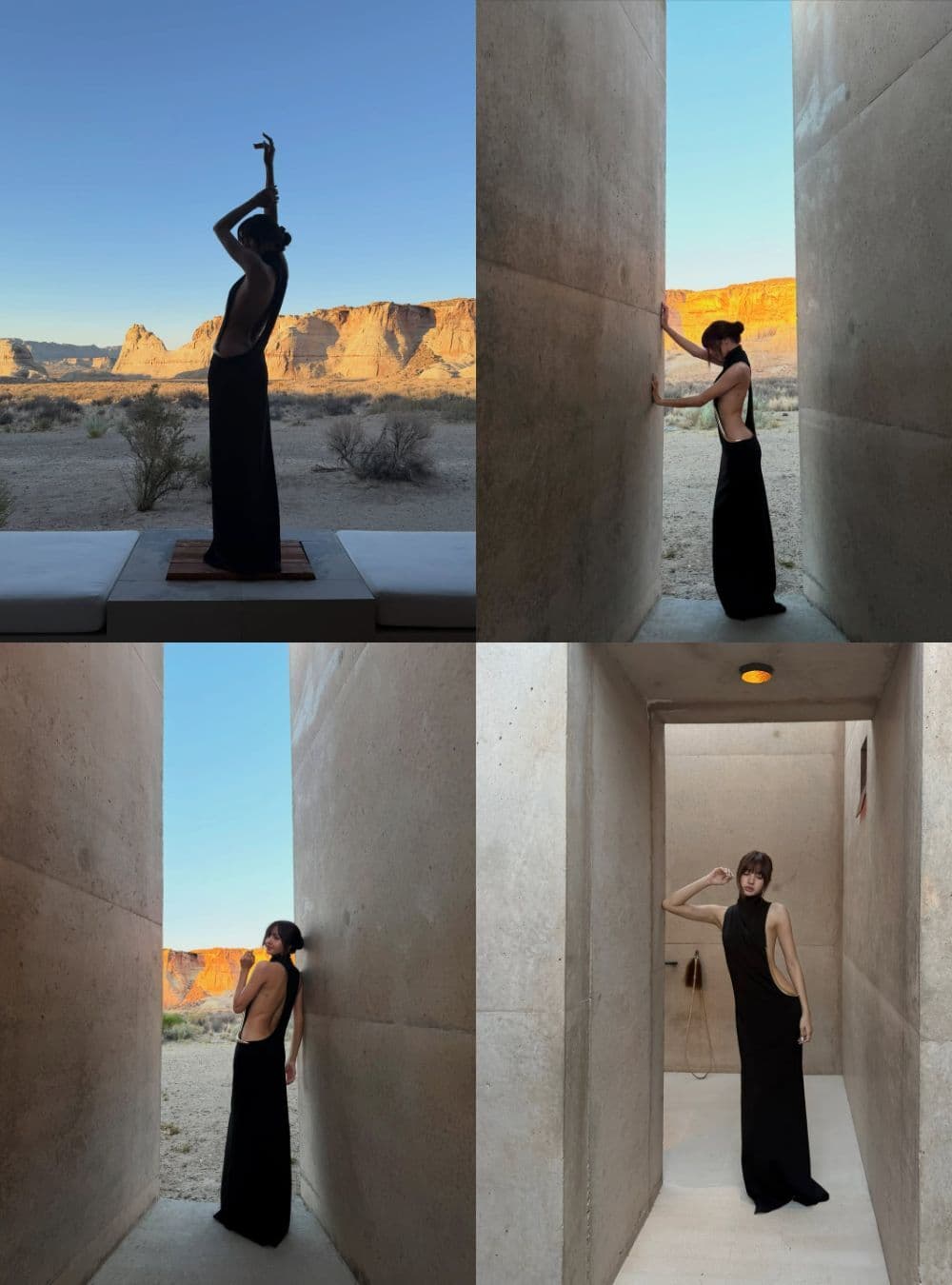 BLACKPINK's Lisa Stuns in Contrasting Black Dress in Utah Desert