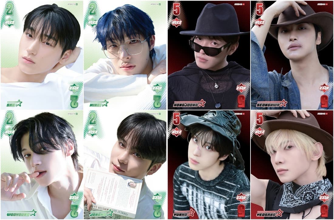에이티즈, 아이돌 컬렉션 카드 '밈카' 새 얼굴 발탁…청량·카우보이 콘셉트 팬박스 2종, 친필 사인 카드 포함 88종