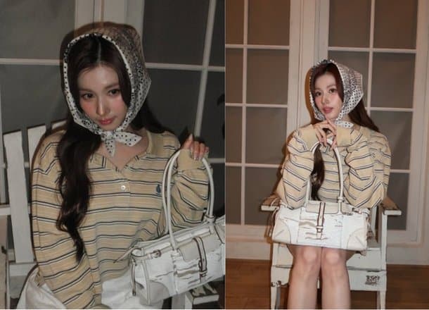 트와이스 사나, 두건 패션으로 인형 같은 매력 발산